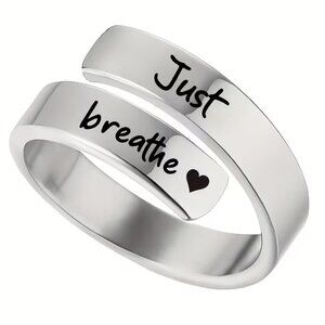NWOT - Just Breath ❤️ - Adjustable Heart-Shaped Ring.